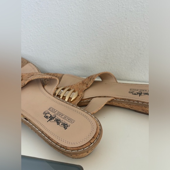 COACH AND FOUR VINTAGE CORK HEELED SANDALS FLIP FLOPS SZ 9.5 - Picture 3 of 7